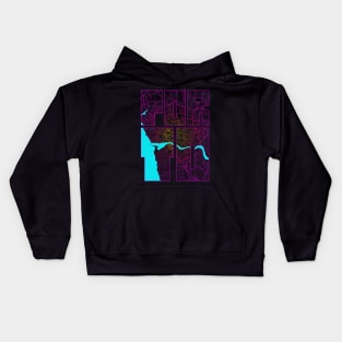 Porto, Portugal City Map Typography - Neon Kids Hoodie